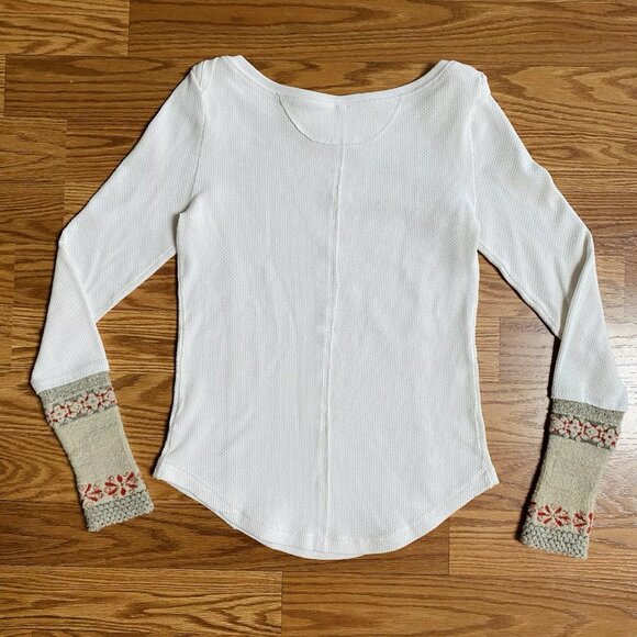 Free People Newbie Rosy Cuff Ski Thermal Top Long Sleeve Fitted Waffle Shirt - Picture 7 of 8